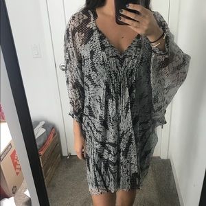 DVF fleurette silk chiffon kaftan dress